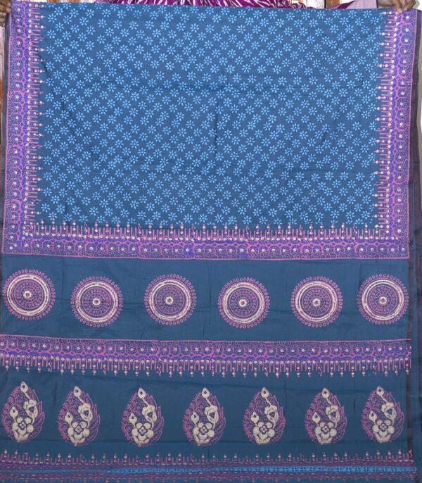 Block Print semi balaka silk Saree - 12