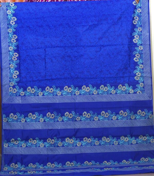 Block Print semi balaka silk Saree - 19