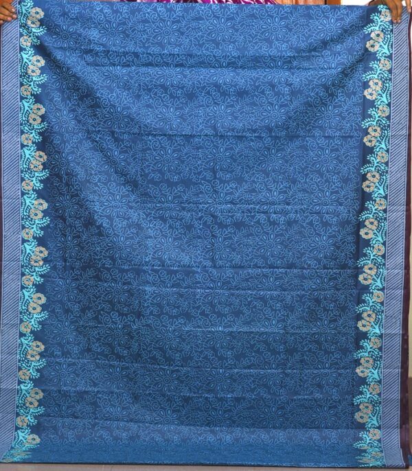 Block Print semi balaka silk saree - 21